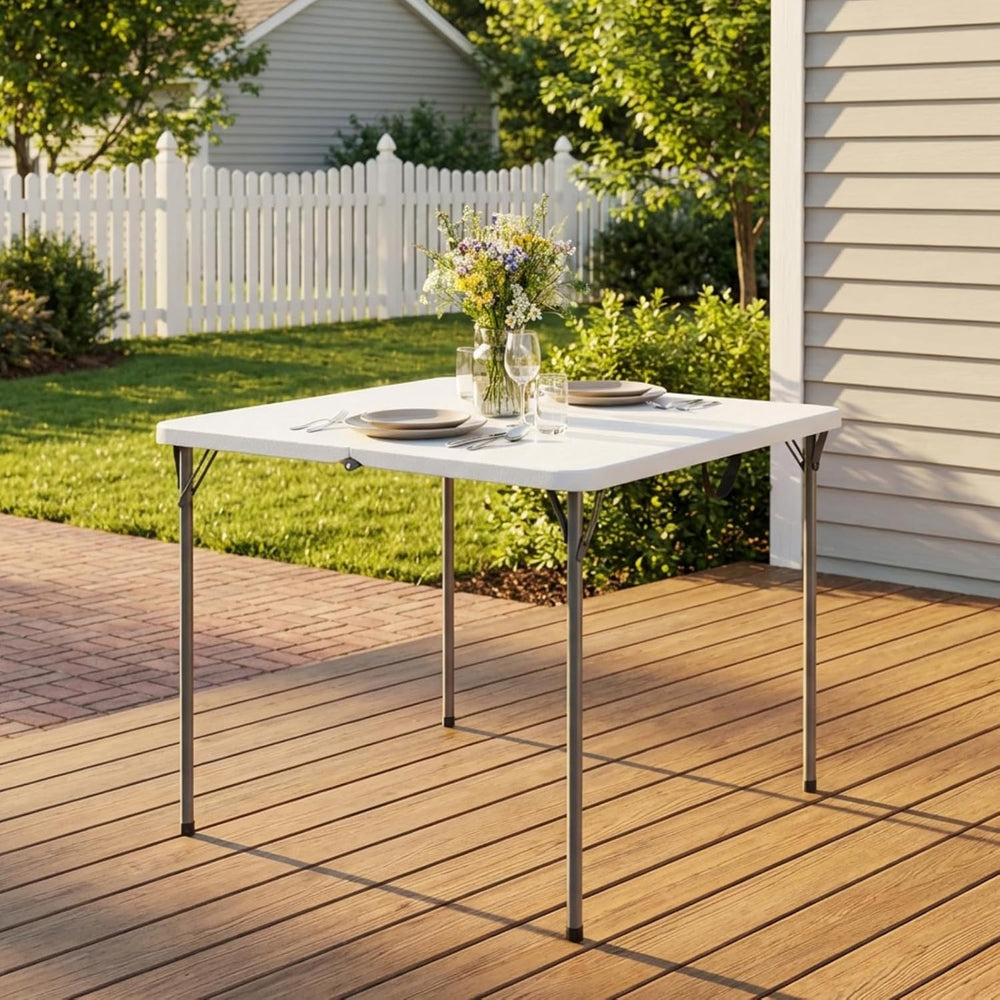 34" Square Folding Table for 4 Person, 330lbs Weight Capacity Foldable T...