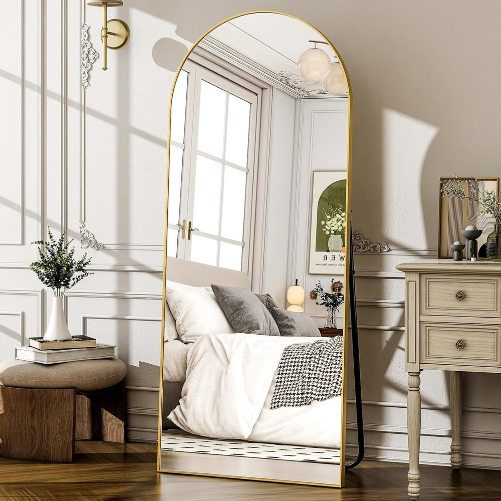 57" x 20" Arched Full Length Mirror - Wall Mounted/Floor Mirror Alu...