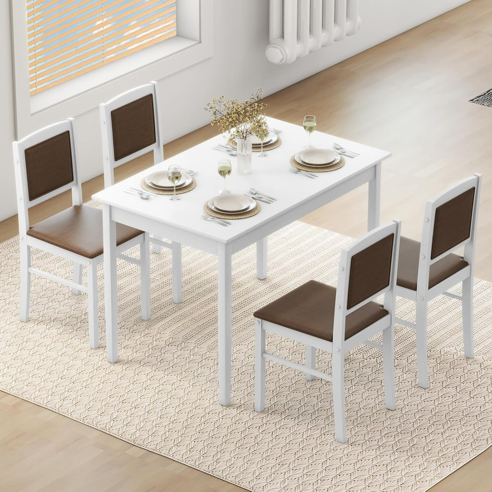 NAFORT Dining Table Set for 4, Farmhouse Kitchen Table and Chairs Set of 4, M...
