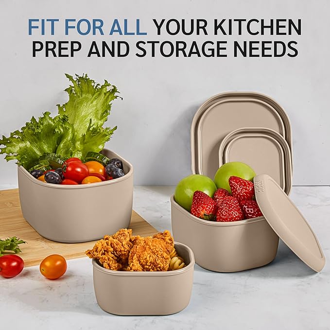 ISSEVE 12Pcs/Set Nesting Silicone Food Storage Containers