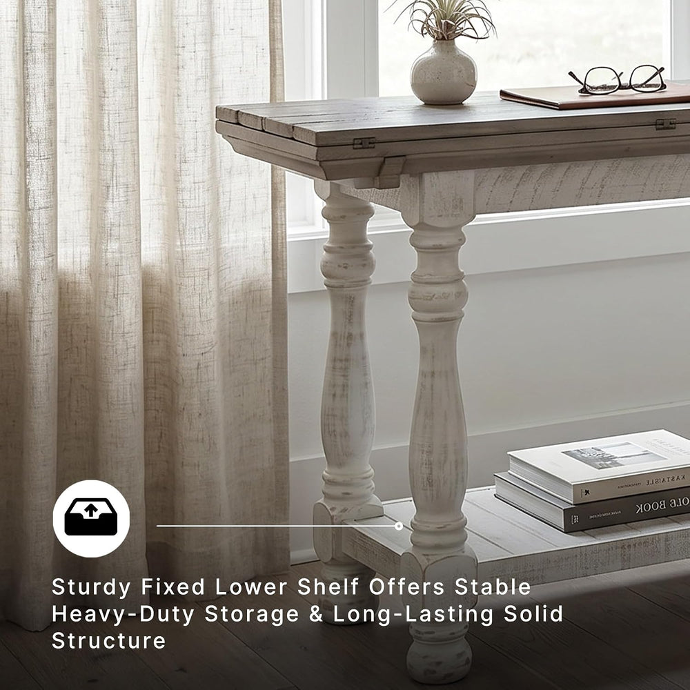 Signature Design by Ashley 1-Piece Farmhouse Sofa Table, Flip Top