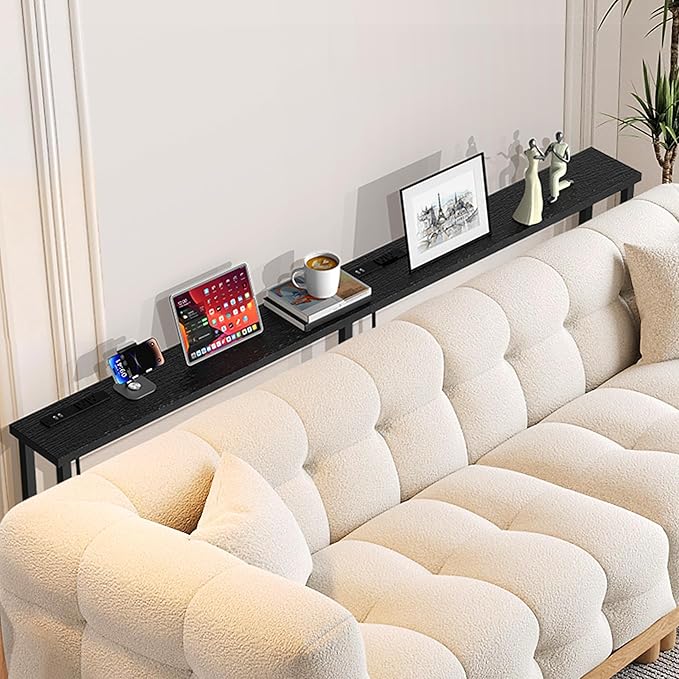 GRLEAF 90" Sofa Table with Built-in Power Strip (4 AC Outlets & 4 US...