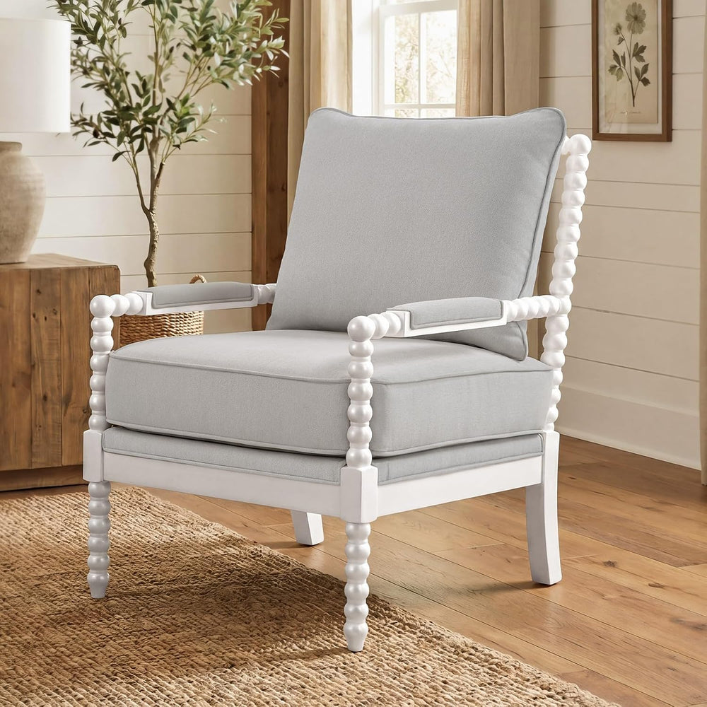Morden Fort Spindle Accent Chair, Solid Wood Frame, Mid Century Modern Spindl...