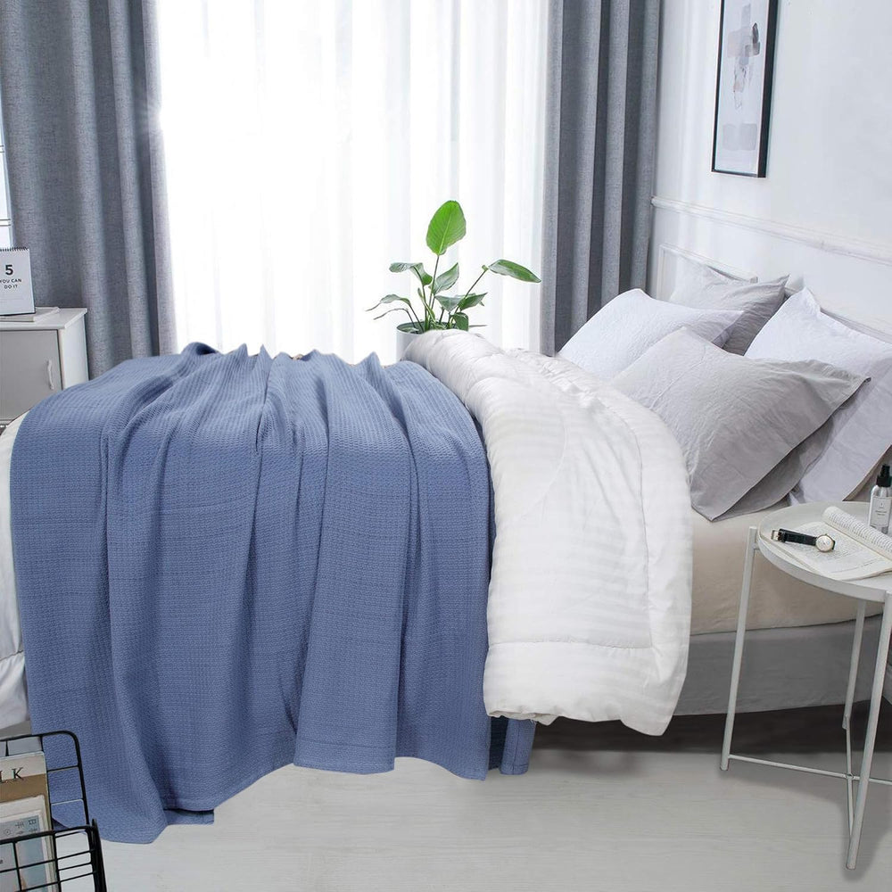 DOLLCENT 100% Cotton California King Size Blanket For Bed, Premium Combed Lig...