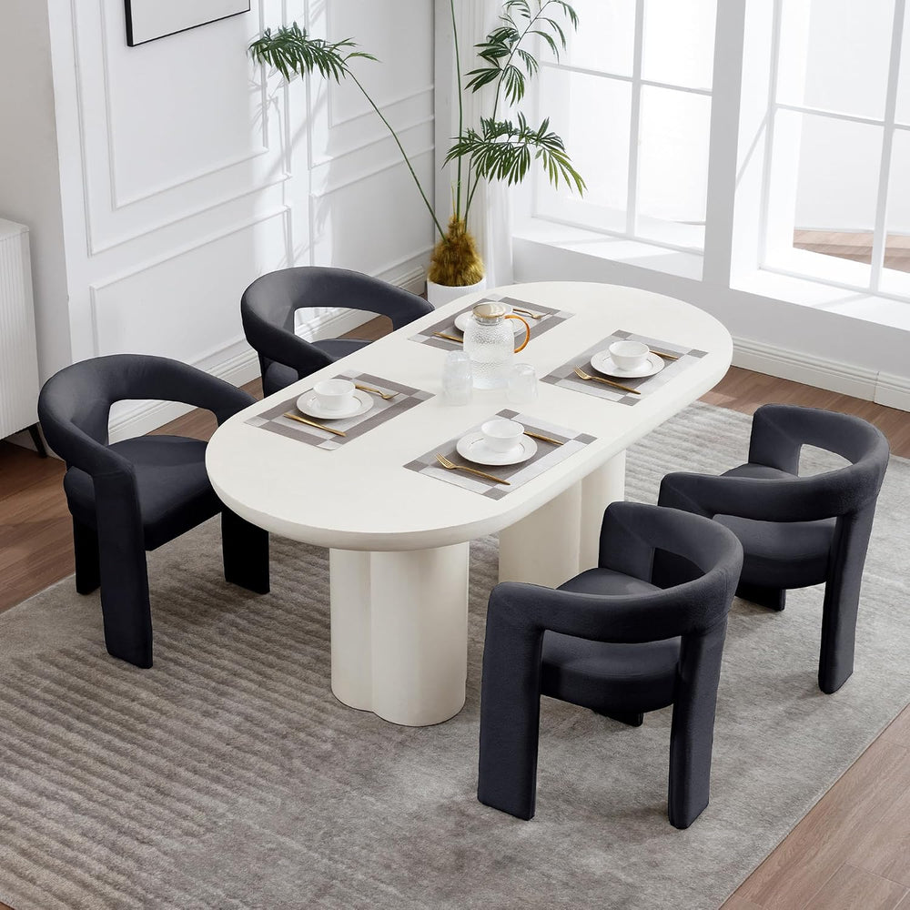 GNIXUU Barrel Dining Chair Set of 2, Modern Upholstered Boucle Dining Room Ch...