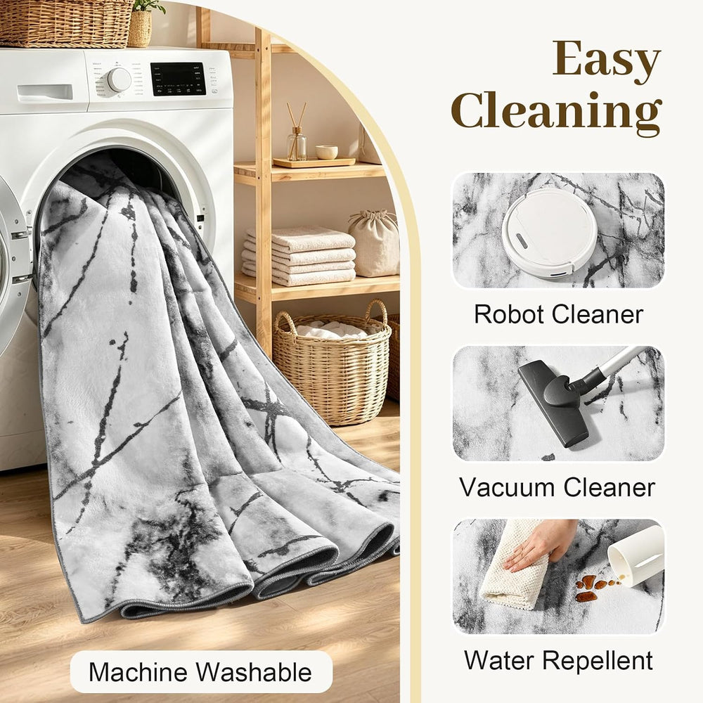 6x9 Washable Non-Slip Area Rug for Living Room (Silver Gray)