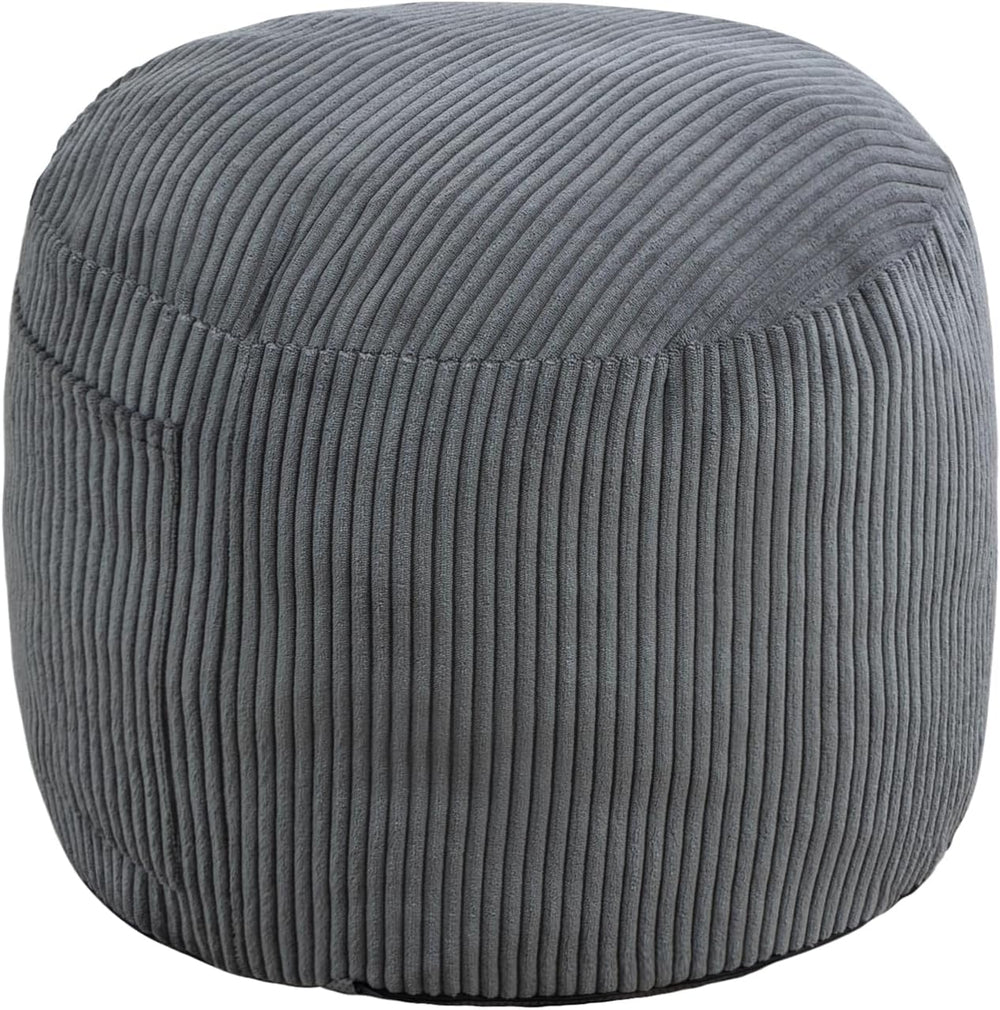 Round Stuffed Pouf Ottoman (Gray, 20" D x 20" W x 15" H)