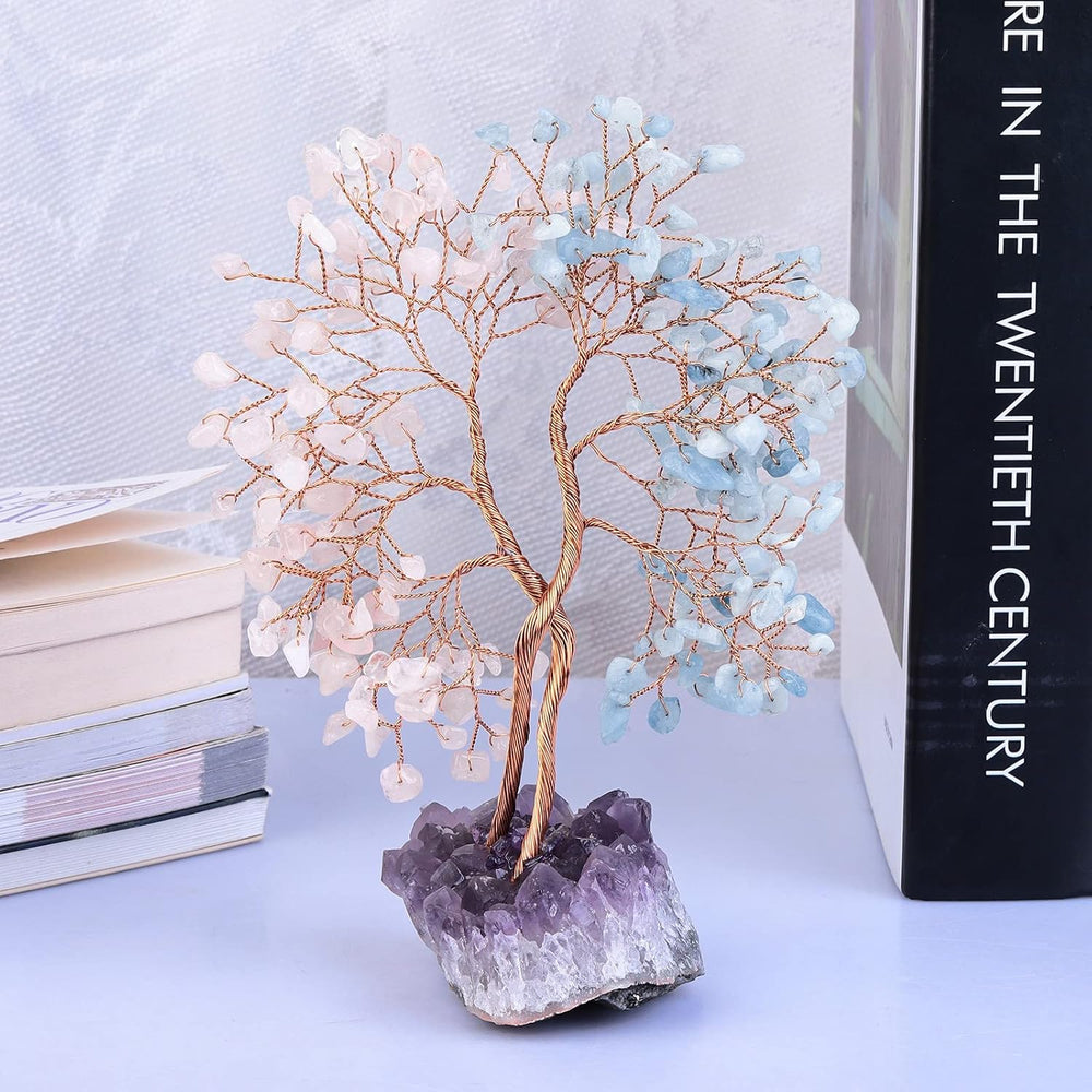 mookaitedecor Natural Crystal Tree with Amethyst Cluster Base