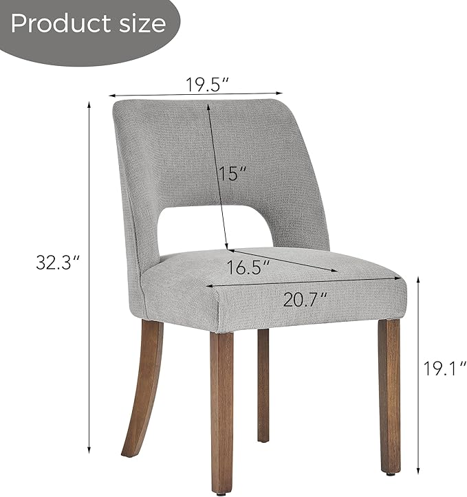 VKNOW Wooden Dining Chairs Set of 4, Modern Fabric Upholstered Dining Room Ch...