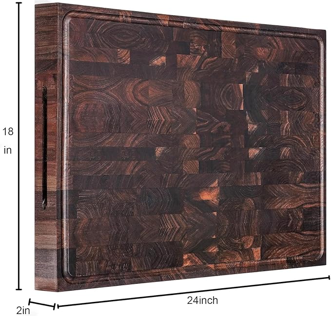 AZRHOM Extra Large Thick Walnut Wood End Grain Cutting Board 24x18x2 In