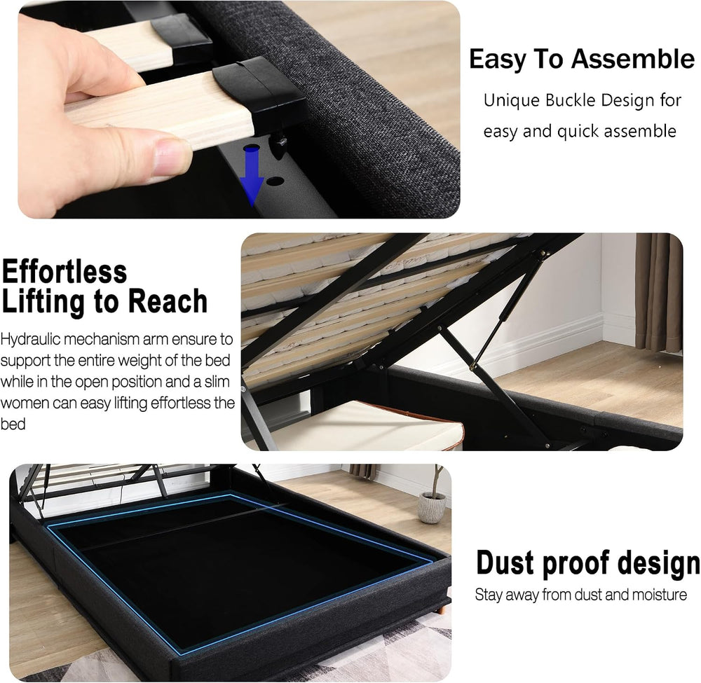 Ailisite Lift Up Storage Bed Full, Bed Frame Full Size with Charging Station ...