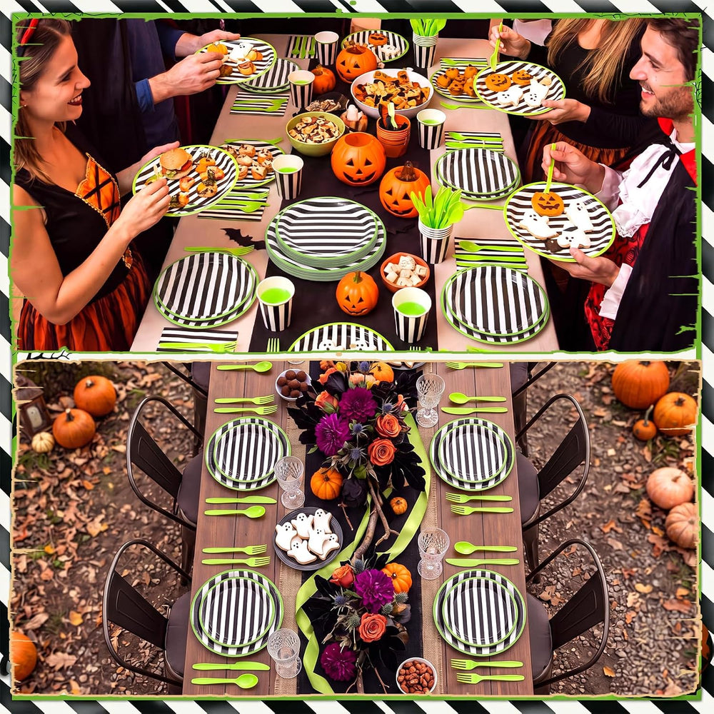 210 Pcs Halloween Plates and Napkins Party Supplies for 30 Guests