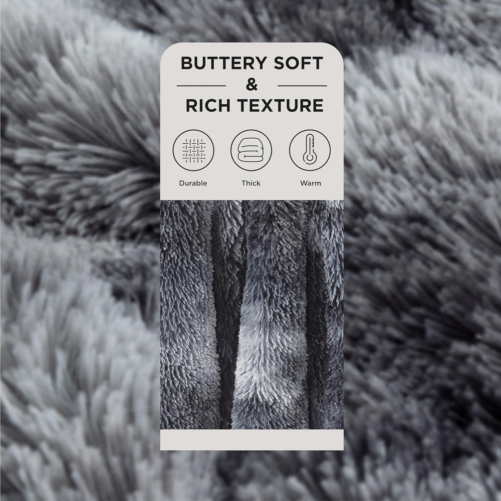 Bedsure Faux Fur Fluffy Sherpa Fleece King Bed Blanket Grey 108"x90"