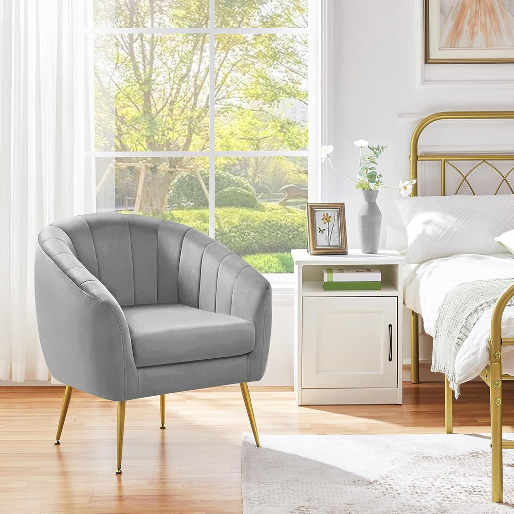 Yaheetech Barrel Accent Chair, Modern Cozy Vanity Chair, Gray