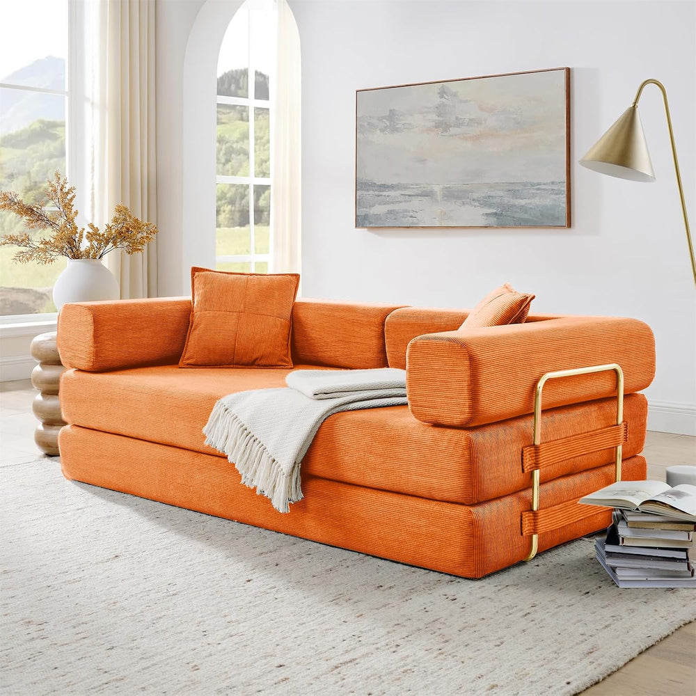 Convertible Folding Sofa Bed, Modern Futon Sleeper Sofa Fold Out Couch Bed wi...