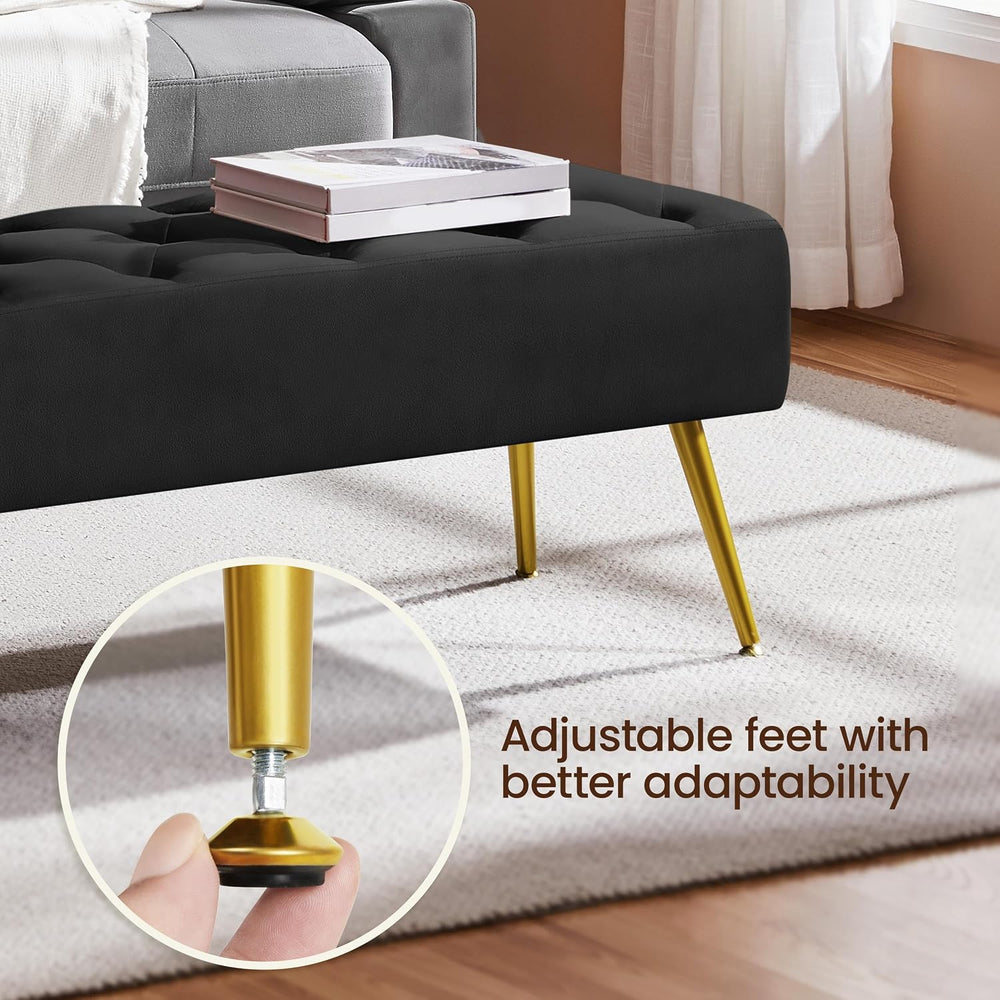 Yaheetech 45" Ottoman Bench for Bedroom, Upholstered Boucle Seat, Black