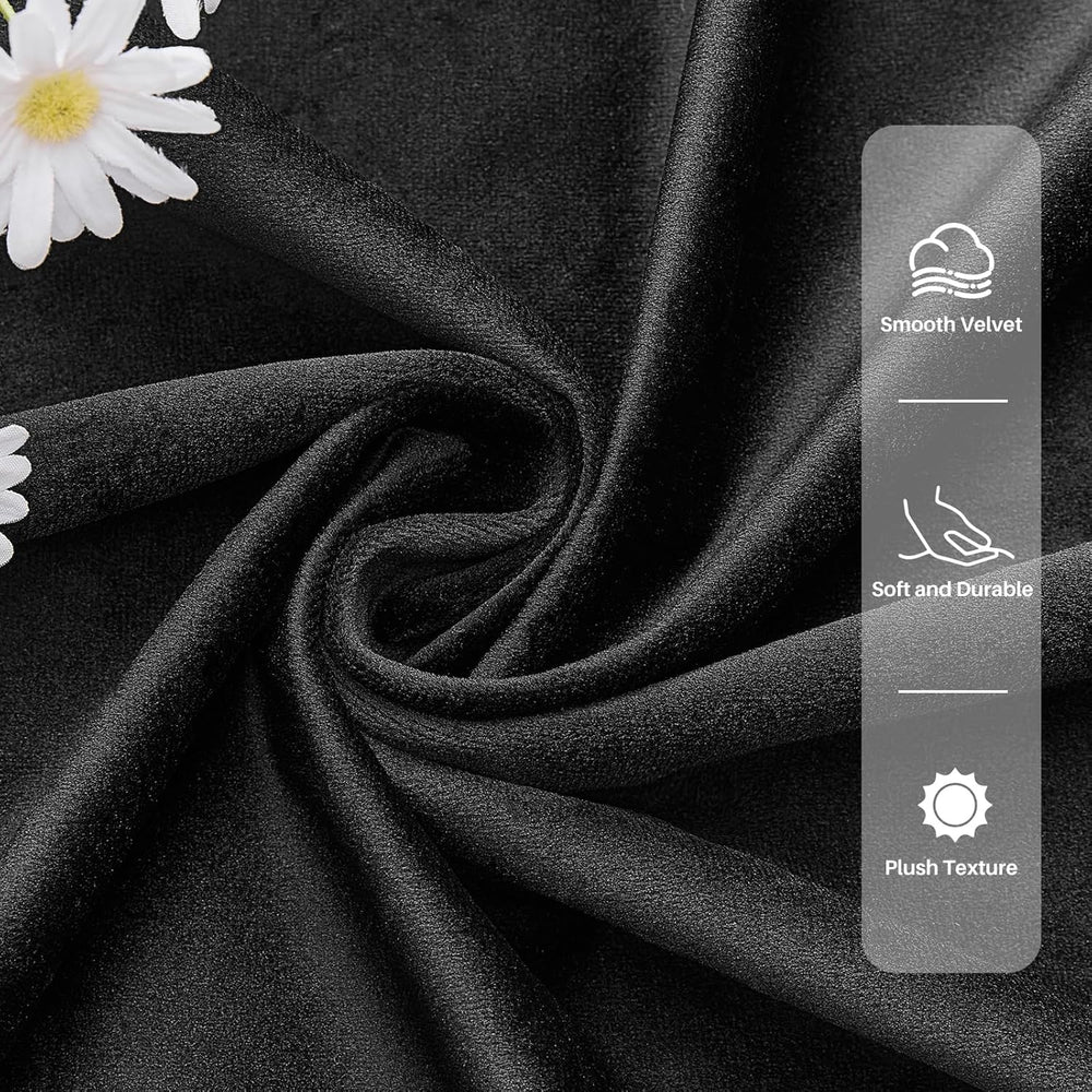 Black Curtains Blackout Velvet 84 Inch Long for Bedroom Living Room