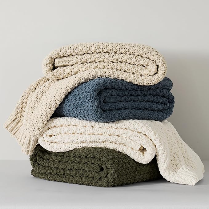 EVERGRACEHOME Chunky Chenille Knit Throw Blanket