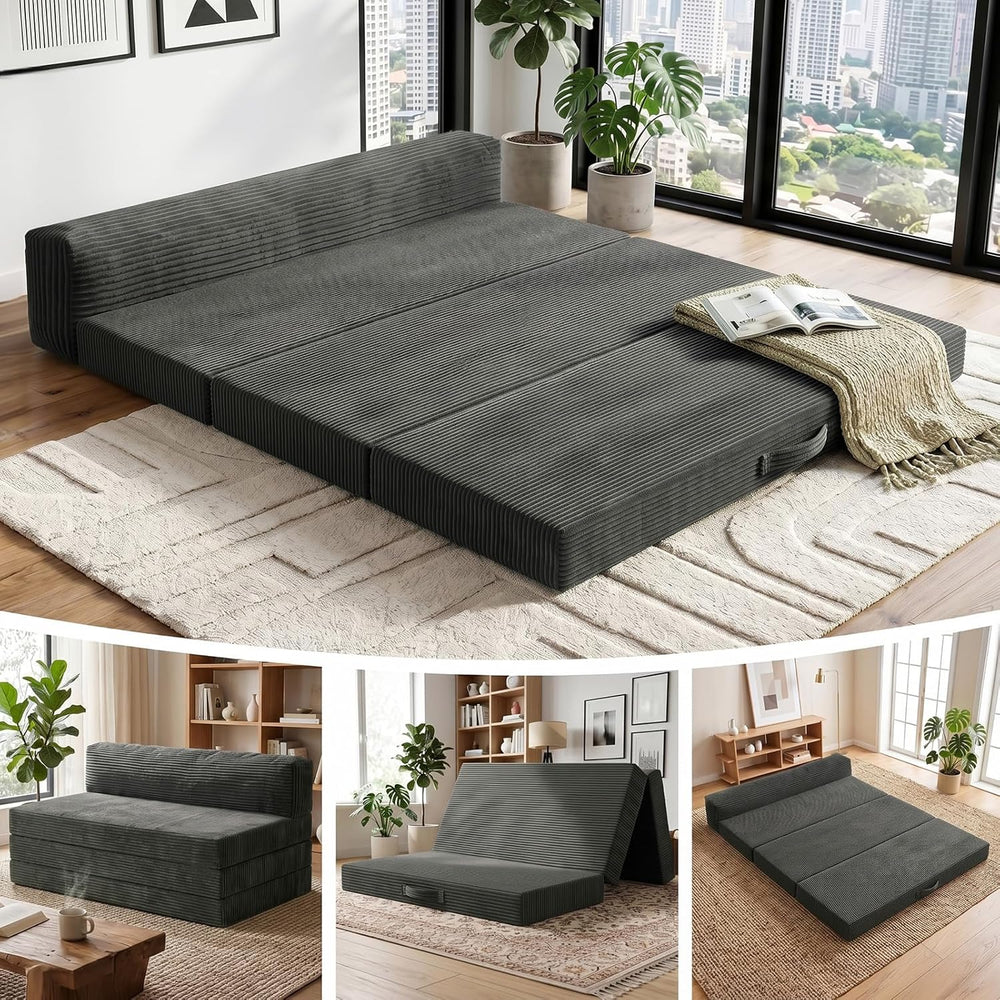 JUIKURY 6 Inch Tri-Fold Memory Foam Mattress Full Size, 5 in 1 Convertible So...