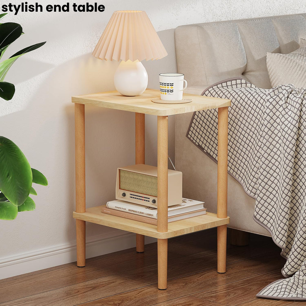 Solid Wood Side Table, Small End Table, Narrow Nightstand Bedside Table