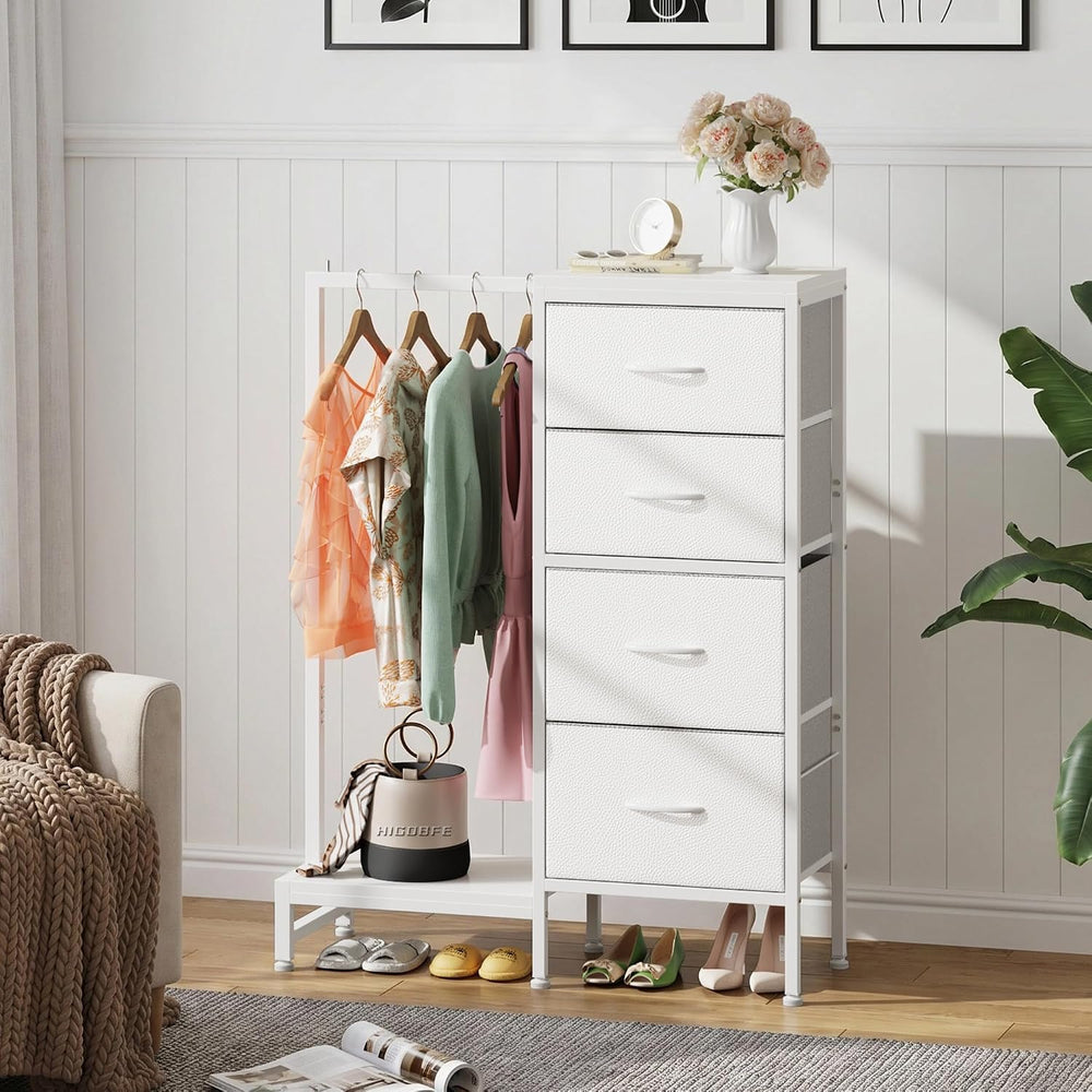 Tall Dresser 44''H with Hanging Rack, 4 Drawers Small Closet Dresser ...