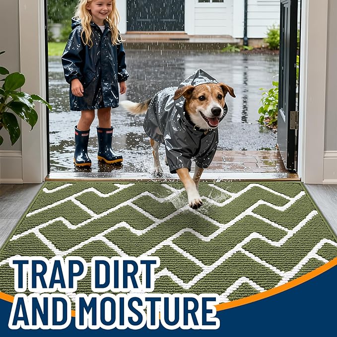 OLANLY Front Door Mat, Non-Slip Rubber Backing, Dirt Resistant and Absorbent