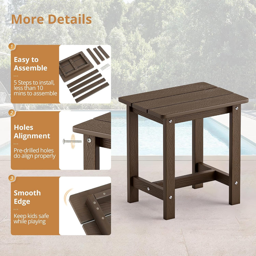 LUE BONA Outdoor Side Table Set of 2, HDPS Small Outdoor Table, Adirondack Si...