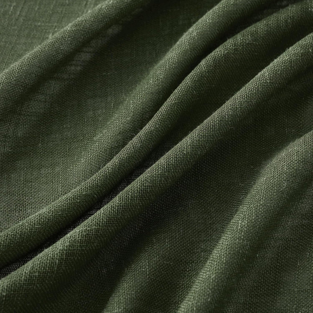MIULEE Olive Green Linen Curtains 52x84 Inch Length for Bedroom Living Room
