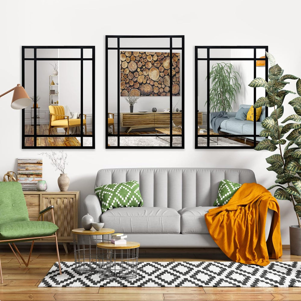 HQiJun Black Rectangle Mirror, Farmhouse Decorative Wall Mirror for Entryway,...