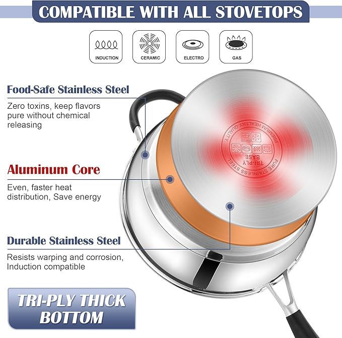 E-far 10-Piece Stainless Steel Cookware Set