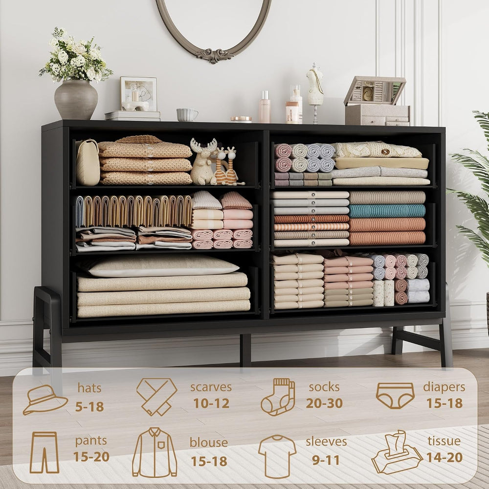 Garvee 6 Dresser for Bedroom, 52 in Wide Drawer with Large Storage Space, Fre...