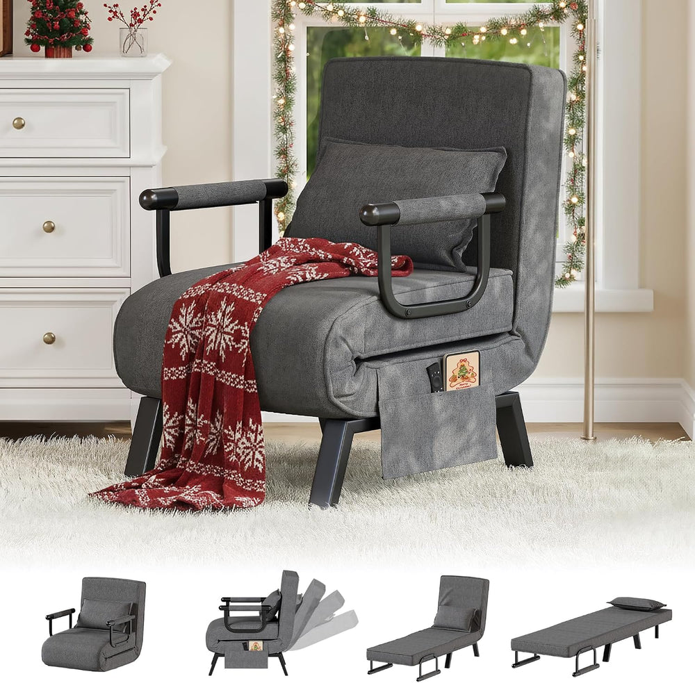 TYBOATLE Sleep Chair, Folding Sleeper Chairs for Adults (Dark Grey)