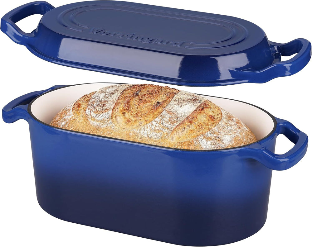 VORRINGARD Oval Dutch Oven Pot with Lid, Enamel Coating Cast Iron Bread Pans ...