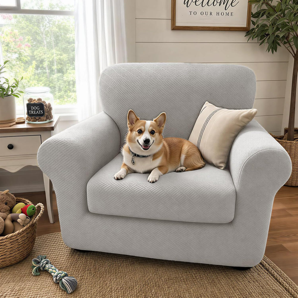 XINEAGE 2-Piece Stretch Armchair Sofa Cover, Washable Couch Covers for Dog