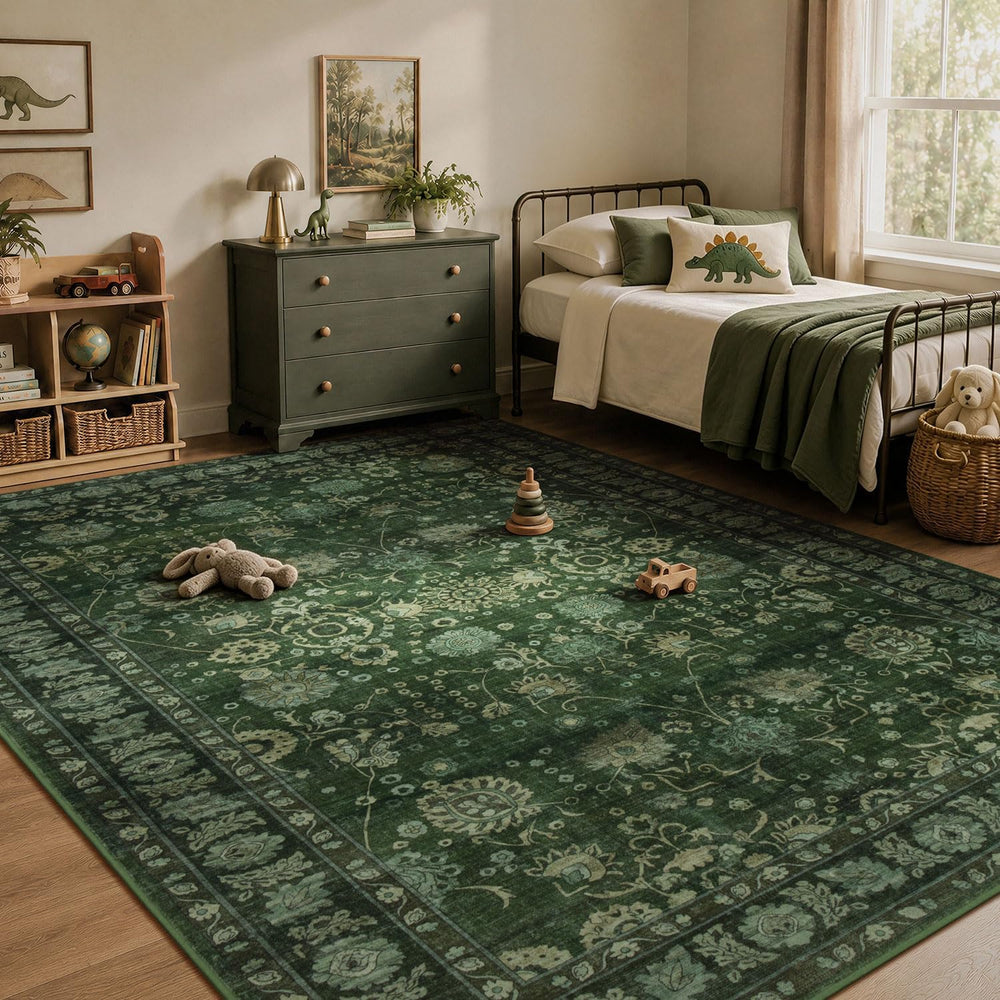 8x10 Green Area Rugs for Living Room, Washable Non-Slip Soft Rug