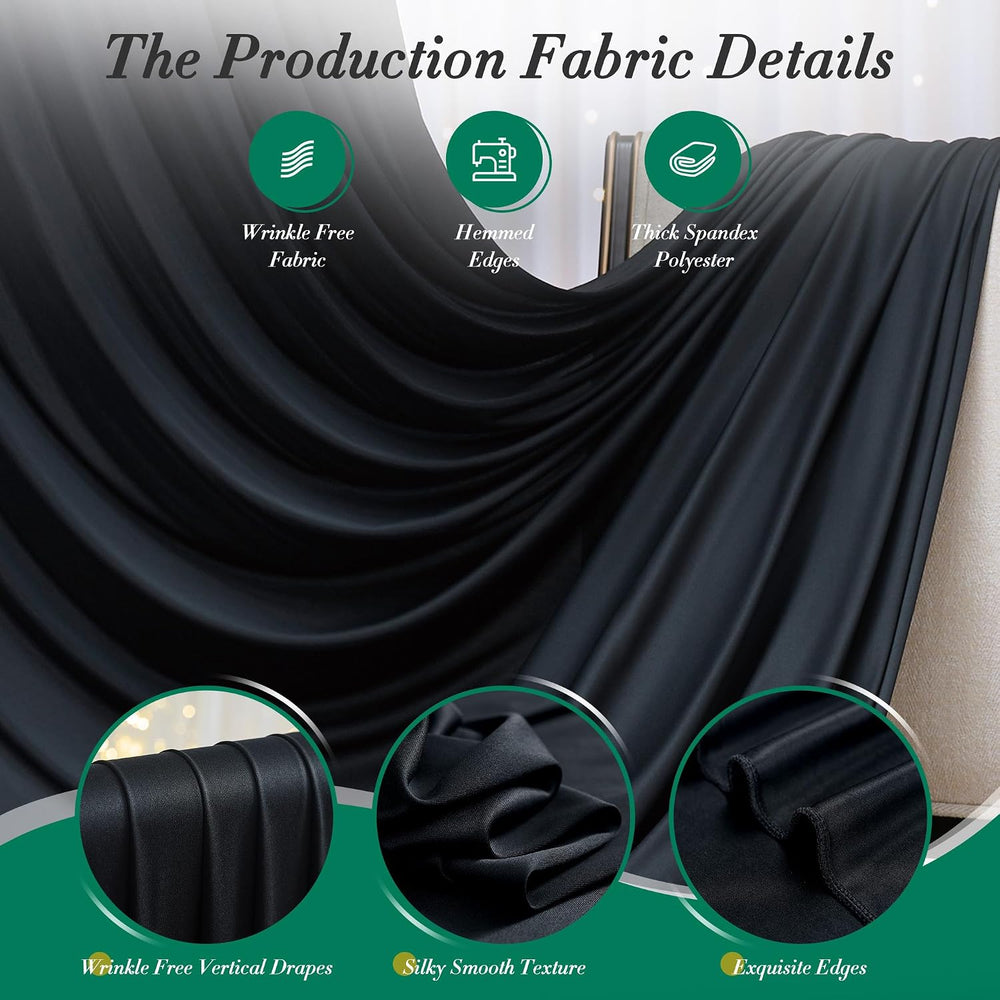 20 ft x 10 ft Wrinkle Free Black Backdrop Curtain for Parties, 4 Panels 10ft ...