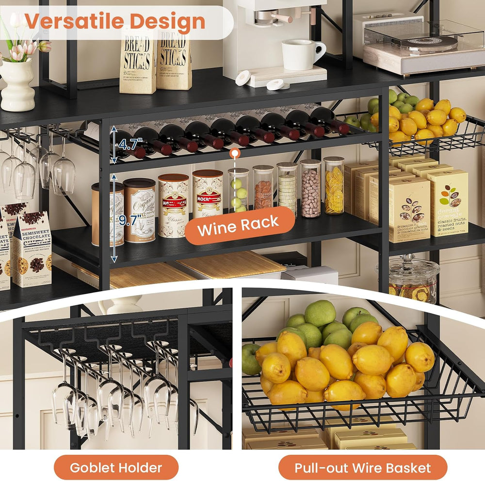62.4in Large Bakers Rack with Power Outlet, Wide Kitchen Microwave Stand with...
