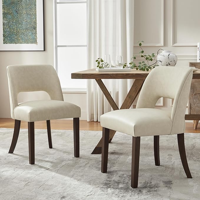 VKNOW Modern Dining Chairs Set of 6, Faux Leather Upholstered Dining Room Cha...