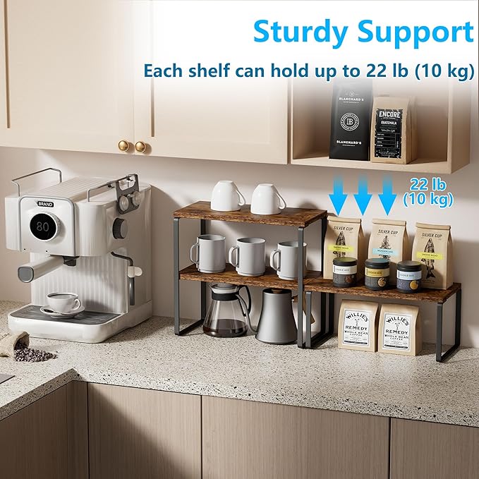 Golener Countertop Organizer Corner Shelf, 2-Tier Adjustable Stackable Corner
