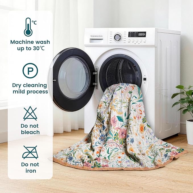 MSGKV The Boho Layer: 60"x80" Cotton Throw Blanket – Full Size