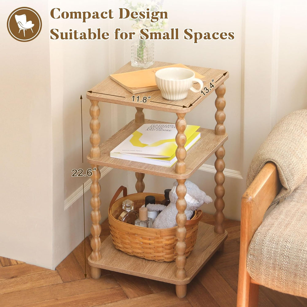 Fultyle End Table, Modern Side Table with 3 Tier Open Shelf, Small Table Bed ...