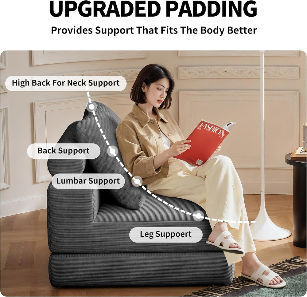 Folding Sofa Bed, 3-in-1 Convertible Sleeper Chair Bed with Pillows, Foldable...