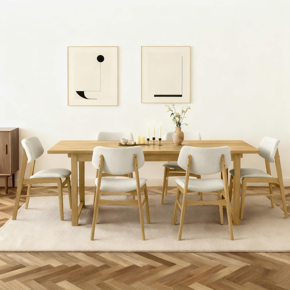 Wooden Dining Chairs Set of 6, Upholstered Modern Dining Room Chairs, Solid O...