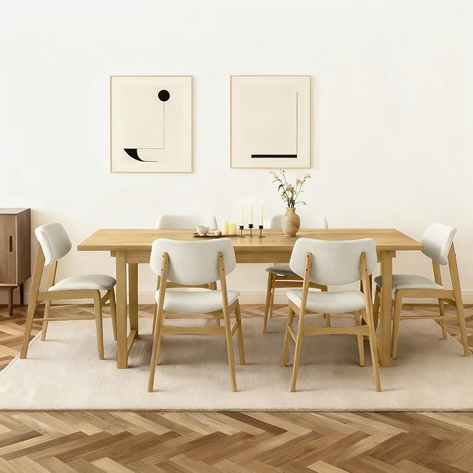 Wooden Dining Chairs Set of 4, Upholstered Modern Dining Room Chairs, Solid O...