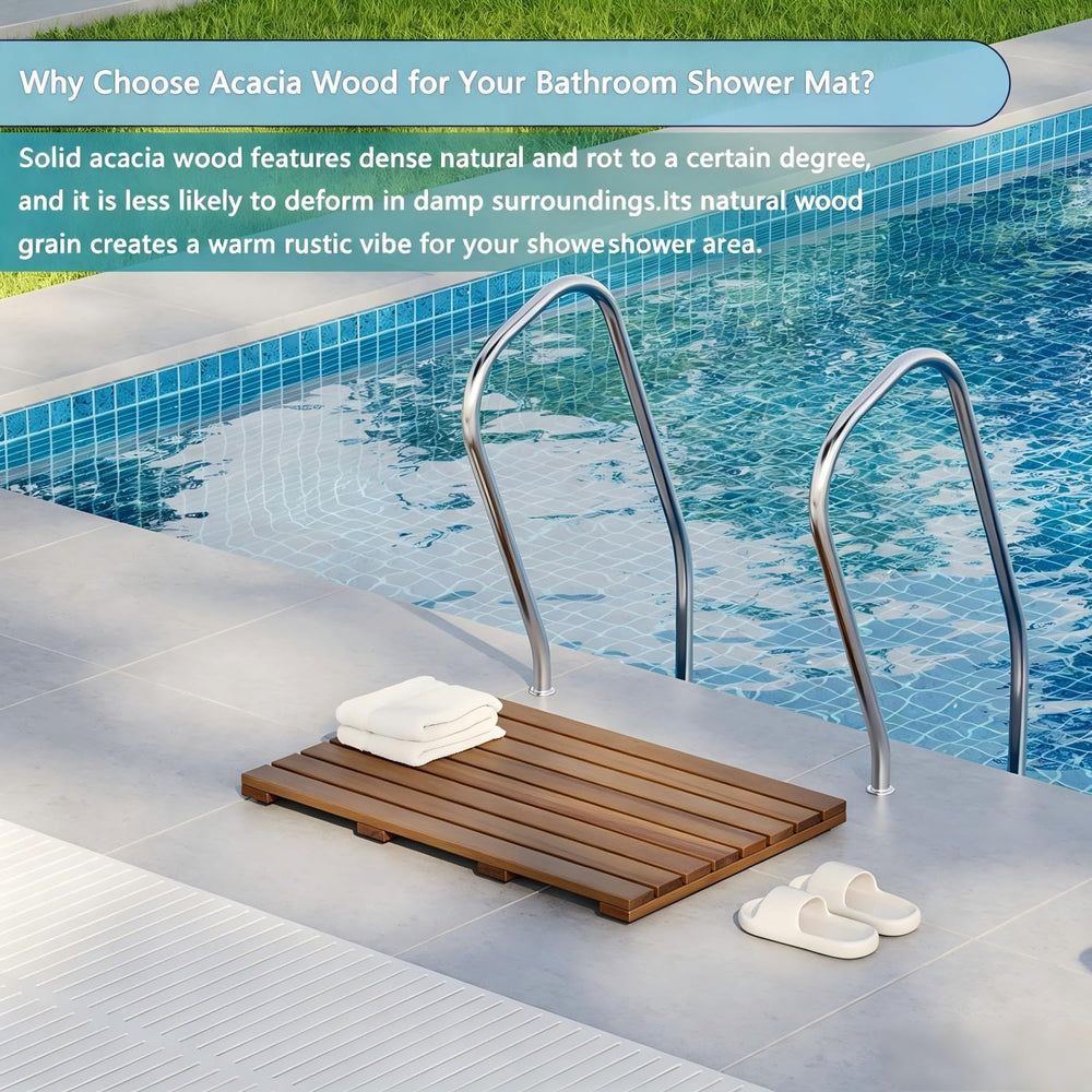Wood Shower Mat Bath Mat Wooden Bathroom Mat Spa Shower Floor Mat (Large) | 1...