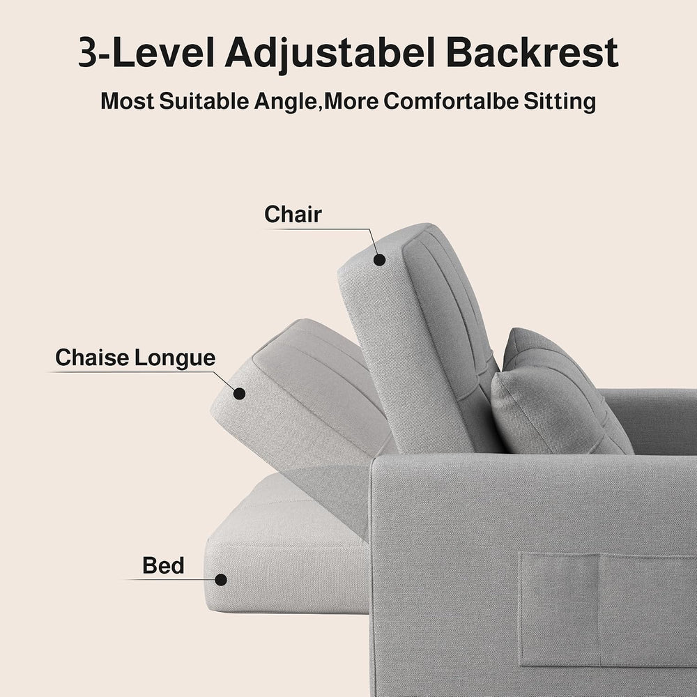 Ahomly Sleeper Sofa Chair Bed, Convertible Sofa Chair 3-in-1, Gray