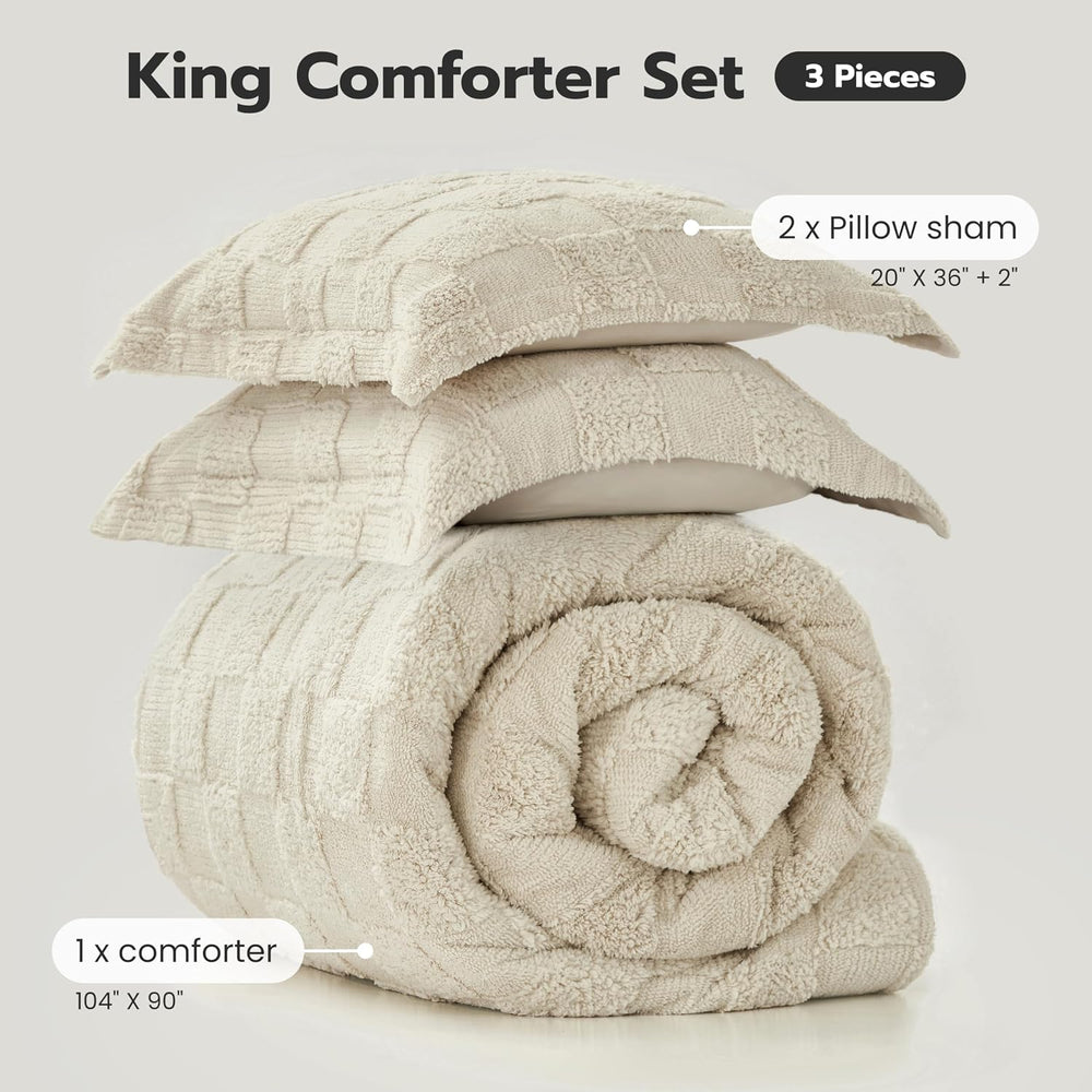 Joiedomi King Size Comforter Set, 3 Pieces Beige Boho King Bedding Set with 1...
