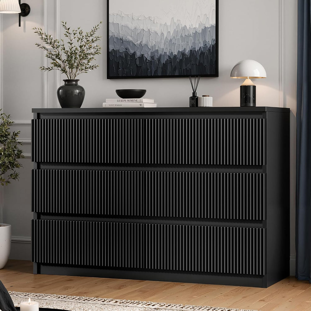 Jocoevol 6 Drawer Fluted Dresser, Modern Chest of Drawers for Bedroom with Hi...