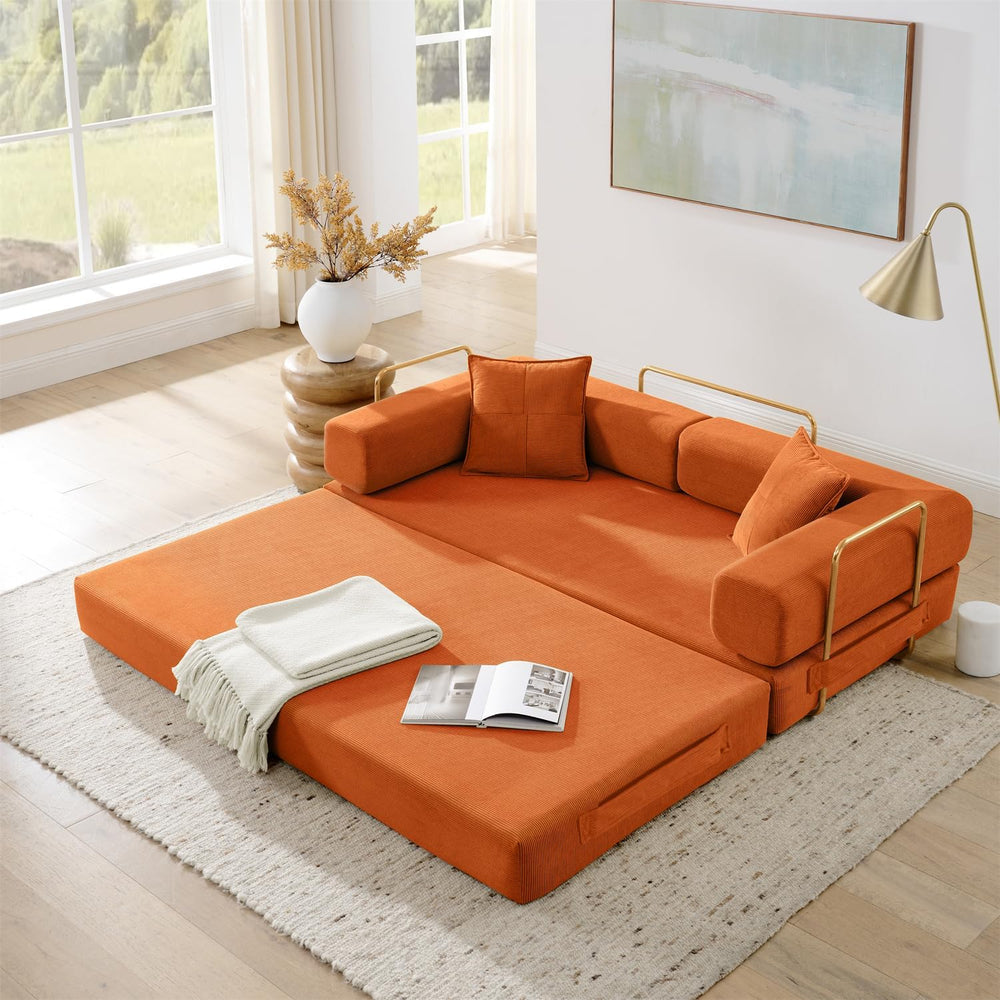 4-in-1 Folding Convertible Sofa Bed, 78 Inch Boneless Couch with Fixed-Shape ...