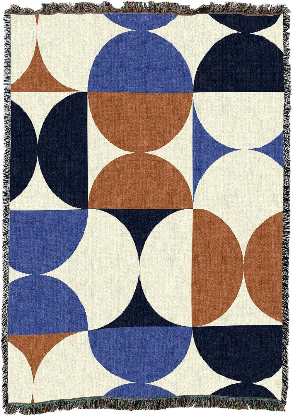 Pure Country Weavers Bauhaus Shapes Blues and Tan Blanket - Mid Century Moder...